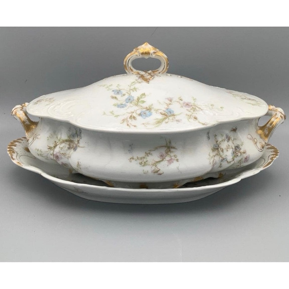 Antique‎ Theodore Haviland Limoges Covered Vegetable Bowl and Under Plate
